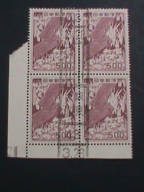 JAPAN STAMP-1955  SC#609 BEAUTIFUL LOVELY BRIDGE & IRIS-CTO BLOCK OF 4-EST.-$4