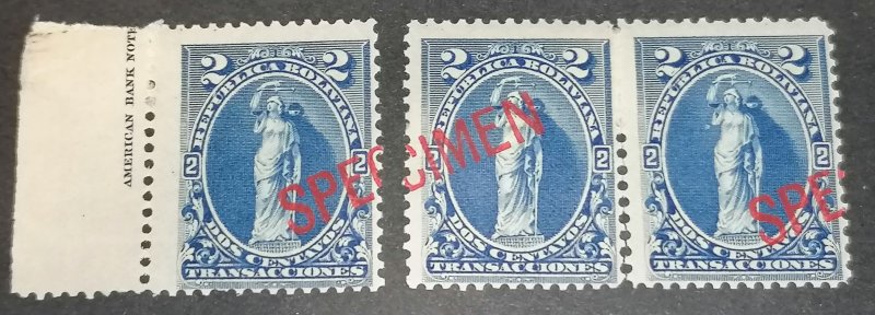 Bolivia 2c 1893 revenue stamp mint specimens