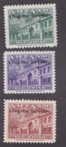 Vietnam # 51-53, Saigon Post Office with Overprint, Mint LH, 1/3 Cat.