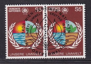 United Nations  Vienna  #25 cancelled 1982 human environment 5s pair