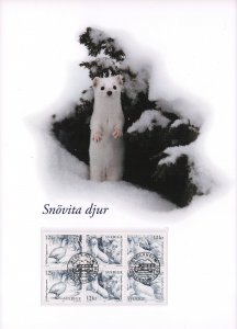 Sweden Scott 2625 used collector's sheet White animals hare stoat bird