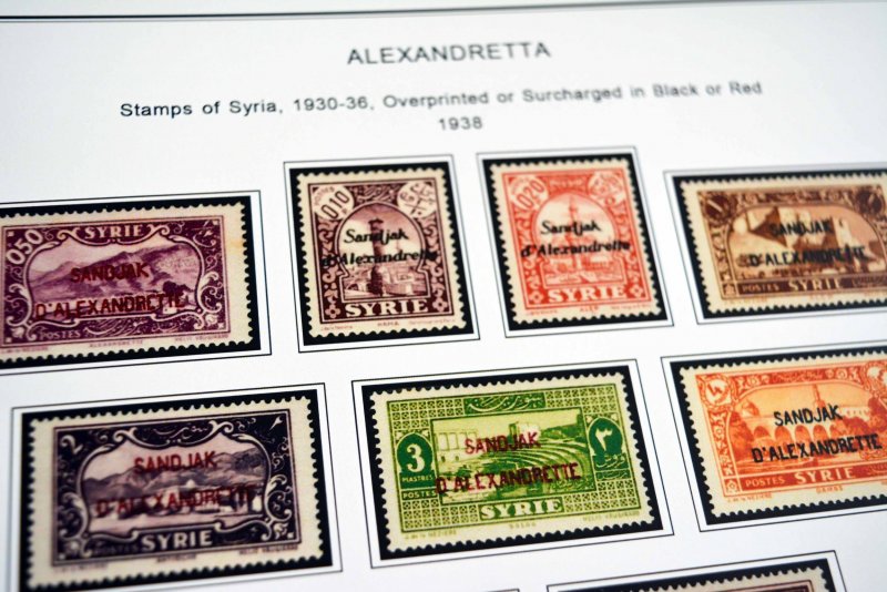 COLOR PRINTED FRENCH SYRIA 1916-1946 STAMP ALBUM PAGES (56 illustrated pages)