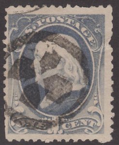 US Scott # 206 1c Franklin Fancy Cancel Unusual Great Strike