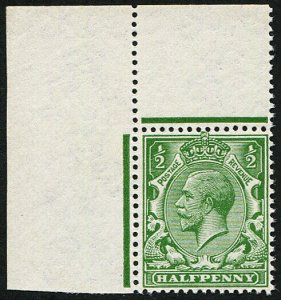 GB 1912 ½d sg351wj ’wmk reversed’ unmounted mint corner marginal pristine fres