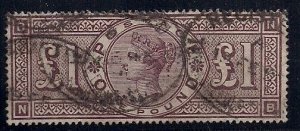 GREAT BRITAIN #110 £1 brown violet, used, full perfs and VF, rare Scott $3,250