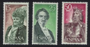 Spain King Writers Spanish Celebrities 3v 1972 MNH SG#2129-2131
