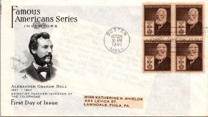 FDC 1940 SC #893 Artcraft Cachet - Boston, Mass - Block Of 4 - F70246