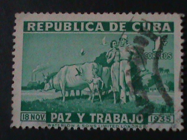 ​CUBA-1936-SC#332-PEACE AND WORK-USED-VERY FINE-89 YEARS OLD STAMP-LAST ONE