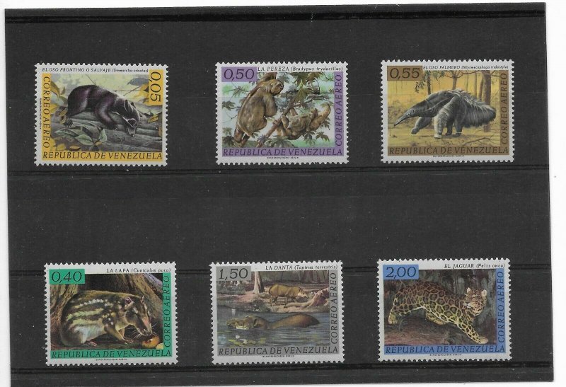 VENEZUELA 1963 FAUNA SET OF 6 VALUES BEARS JAGUAR WILD ANIMALS MICHEL 1487/92