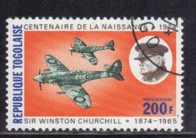 TOGO SC# C241 **CTO** 200fr 1974  CHURCHILL & PLANE   SEE SCAN