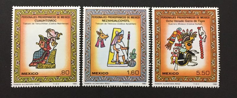 Mexico 1980 #1201-3, Pre Hispanic Art, MNH.