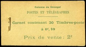 French Colonies, Senegal #Dallay Carnet 6 Cat€160, 1922 2fr unexploded book...