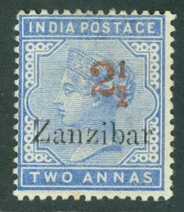 SG 39 Zanzibar 1895-96. 2½ on 2a dull blue with surcharge, type 4. Fine... 