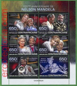 B1289 - Centrafricaine - ERROR MISPERF Stamp Sheet - 2023 - Nelson Mandela FIDEL-