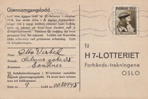 Norway 1946 Sandnes Cancels Stamp Card to Oslo Ref 45655