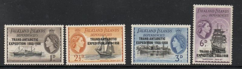 Falkland Island Dependencies Sc 1L34-7 1956 Trans Antarctic stamp set mint NH