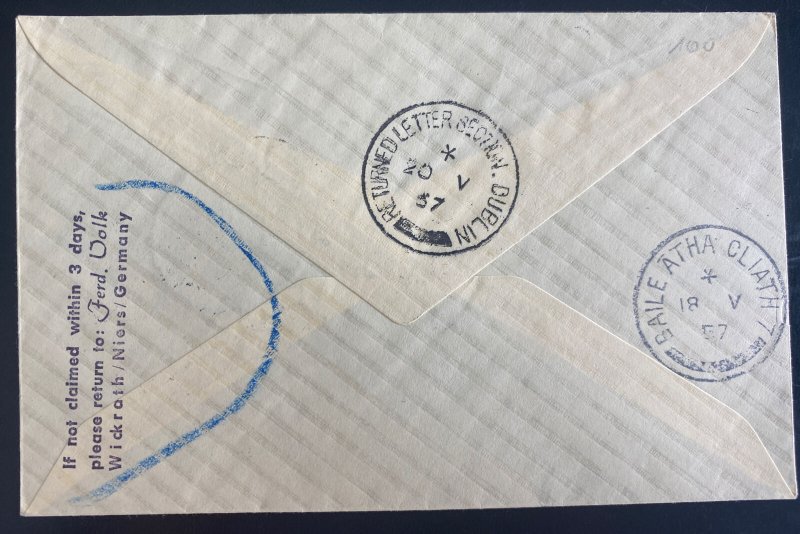 1957 Frankfurt Germany First Flight Airmail cover To Dublin aer Lingus service