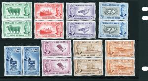 FALKLAND ISLANDS 1952 low values pairs to 9d superb MNH condition.