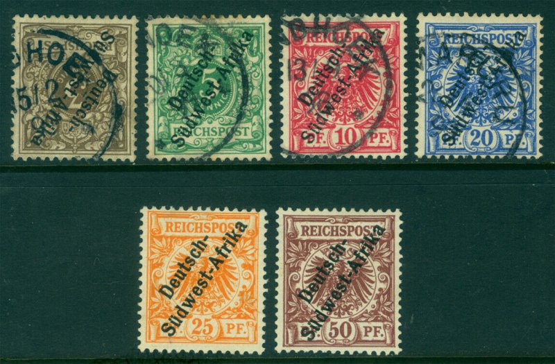 German Colonies - SOUTH WEST AFRICA 1897 SURCH. complete set Sc# 1-6 used/unused