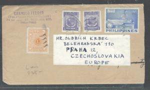 PHILIPPINES  (P2408B) LETTER WITH LIONS STAMP TO CHECHOZLOVAIA   UNUSUAL