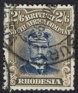 RHODESIA 1913 KGV ADMIRAL 2/6 DIE III PERF 14 USED 