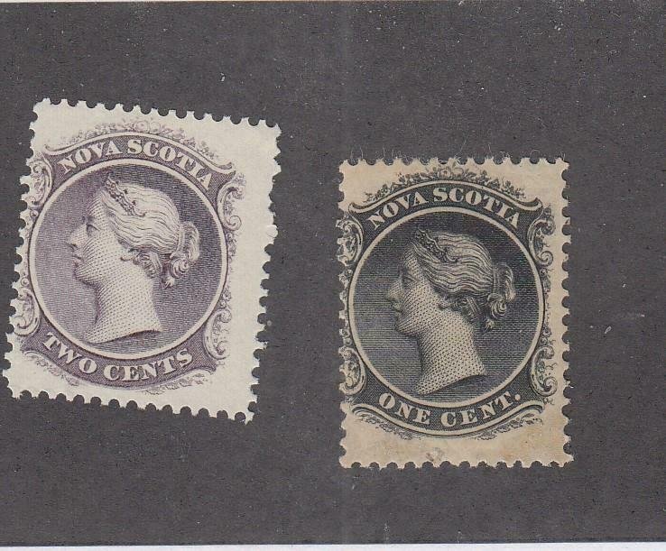 NOVA SCOTIA (MK4988) # 8-9  F-MNH/1LH  1-2cts  QUEEN VICTORIA/BLK & LILAC CV $16