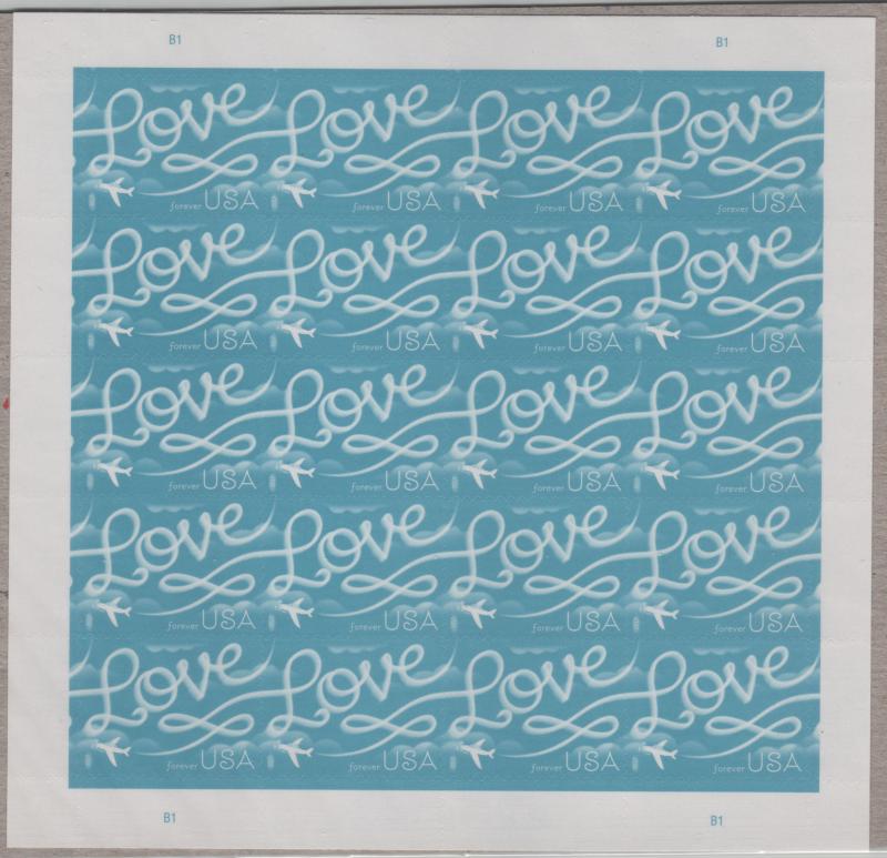 5155 Love Skywriting B1 Sheet MNH