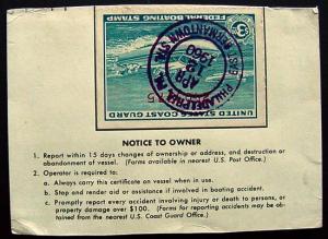 USA, Scott RVB2, Boating Stamp, on license