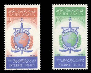 Saudi Arabia #653-654 Cat$22.25, 1974 Interpol, set of two, never hinged