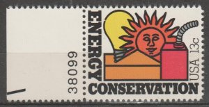 #1723, Single W/PL#38099. Energy Conservation MNH (.13 cent)