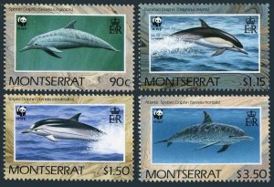 Montserrat 753-756,757,MNH.Michel 786-789,Bl.59. WWF 1990.Dolphins of Atlantic.