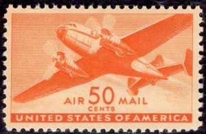 US Stamp #C31 50c Orange Transport Plane MINT NH SCV $11.00