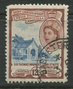 St. KITTS-NEVIS - Scott 128 - QEII Definitives -1954 - FU - Single 12c Stamp