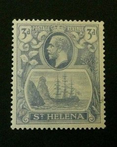 St Helena: 1922, King George V definitive 3d blue, broken main mast SG 101a, MNH