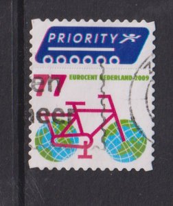 Netherlands  #1324 used 2009  bicycle stamp + etiquette  77c