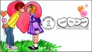Scott 3833 - 37 Cents I Love You Melissa Fox Hand Painted FDC 3 Of 10