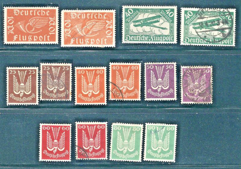 Germany Airmail Scott C1-C7 Mint & Canc Hinge Complete set Yrs 1919-23 CV $97