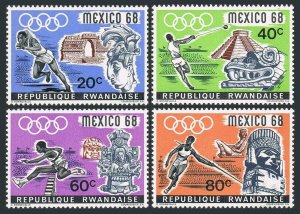 Rwanda 250-254,254 sheet, MNH. Michel 261-264,Bl.13A. Olympics Mexico-1968. Art.