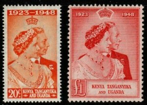 KENYA, UGANDA & TANGANYIKA SG157/8 1948 SILVER WEDDING MTD MINT