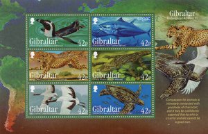Gibraltar 2013 - ENDANGERED ANIMALS  - Sheet of 6 stamps - MNH