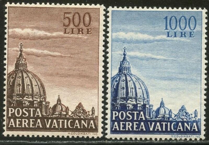 VATICAN Sc#C22-C23 1953 Dome of St. Peter’s Airmails Complete Set OG Mint NH