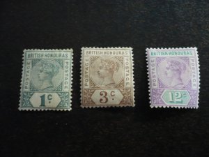 Stamps - British Honduras - Scott# 38,40,44 - Mint Hinged Part Set of 3 Stamps