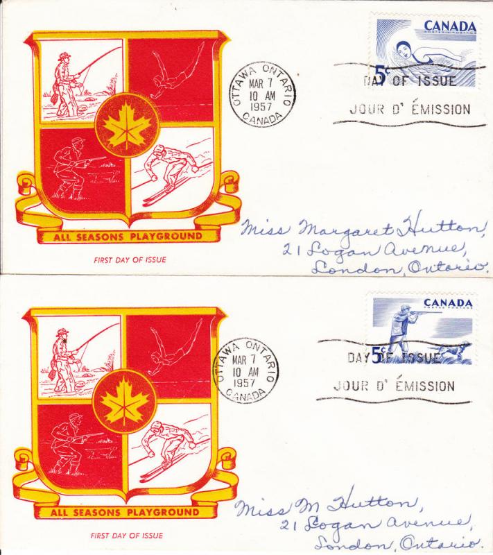 Canada # 365-368, Cacheted First Day Covers