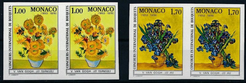 [I1942] Monaco 1978 Flowers good set of stamps pair very fine MNH imperf $70