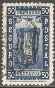 MEXICO G2, 50cents INSURED LETTER. USED. VF. (929)