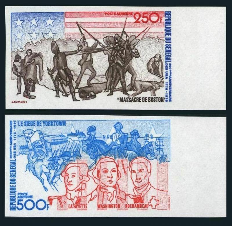 Senegal C141-C142 imperf,MNH.Mi 577B-578B. American Bicentennial,1976.Events.