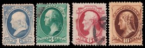 United States Scott 206-209 (1881-82) Used G-F, CV $117.80 W