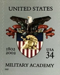 3560  U.S. Military Academy   34 c MNH sheet of 20    FV $6.80  Issued in 2002 