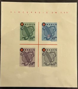 Germany French Occupation of Baden 1949 5NB1-4 Block of 4 Imperf MNH