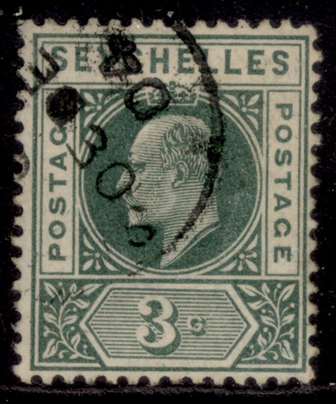 SEYCHELLES EDVII SG47, 3c dull green, FINE USED.